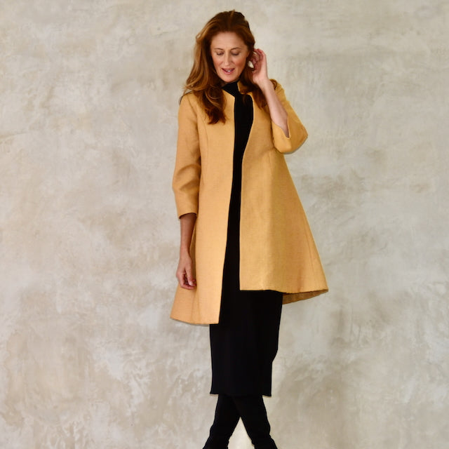 The Ganz Coat in Gold Weave Brocade