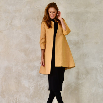 The Ganz Coat in Gold Weave Brocade