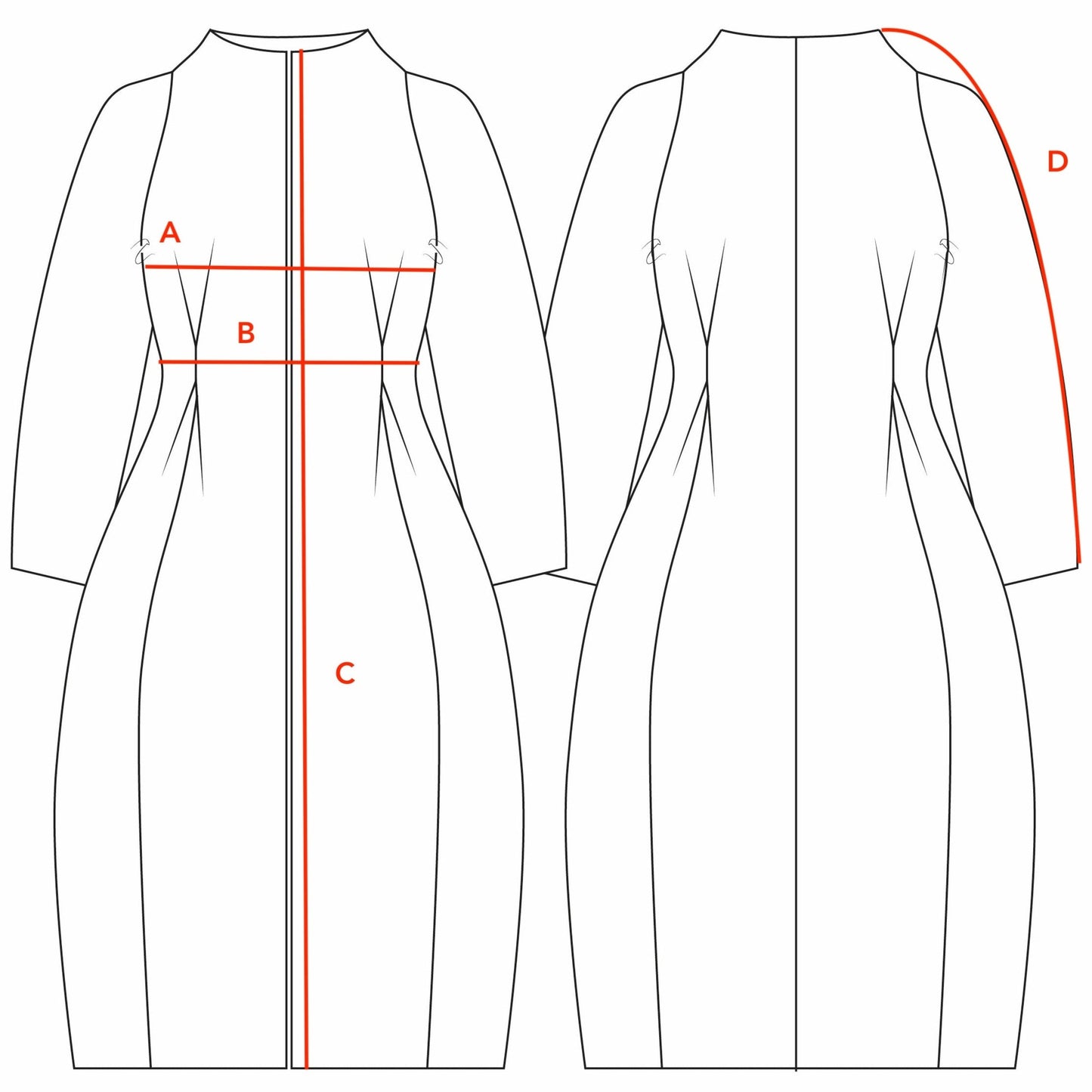 The Long Frink in Red, Ecru and Navy Wool Bouclé from Linton Tweeds