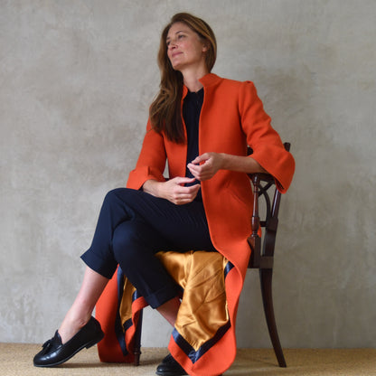 the delany coat in burnt orange wool crepe image 8