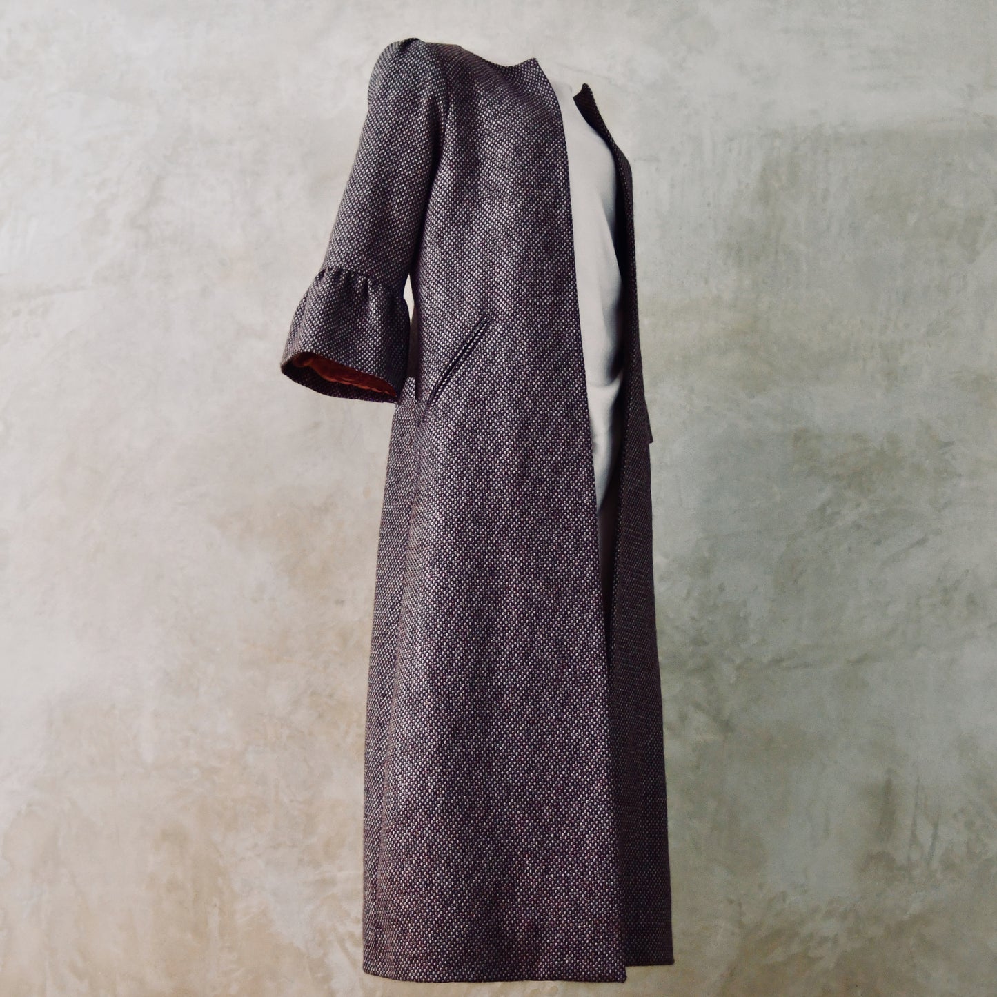 the delany coat in pink-grey tiger eye tweed image 8