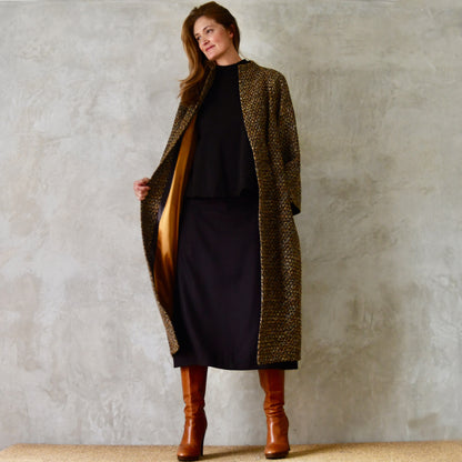 the long frink in golden brown, black and camel bouclé image 3