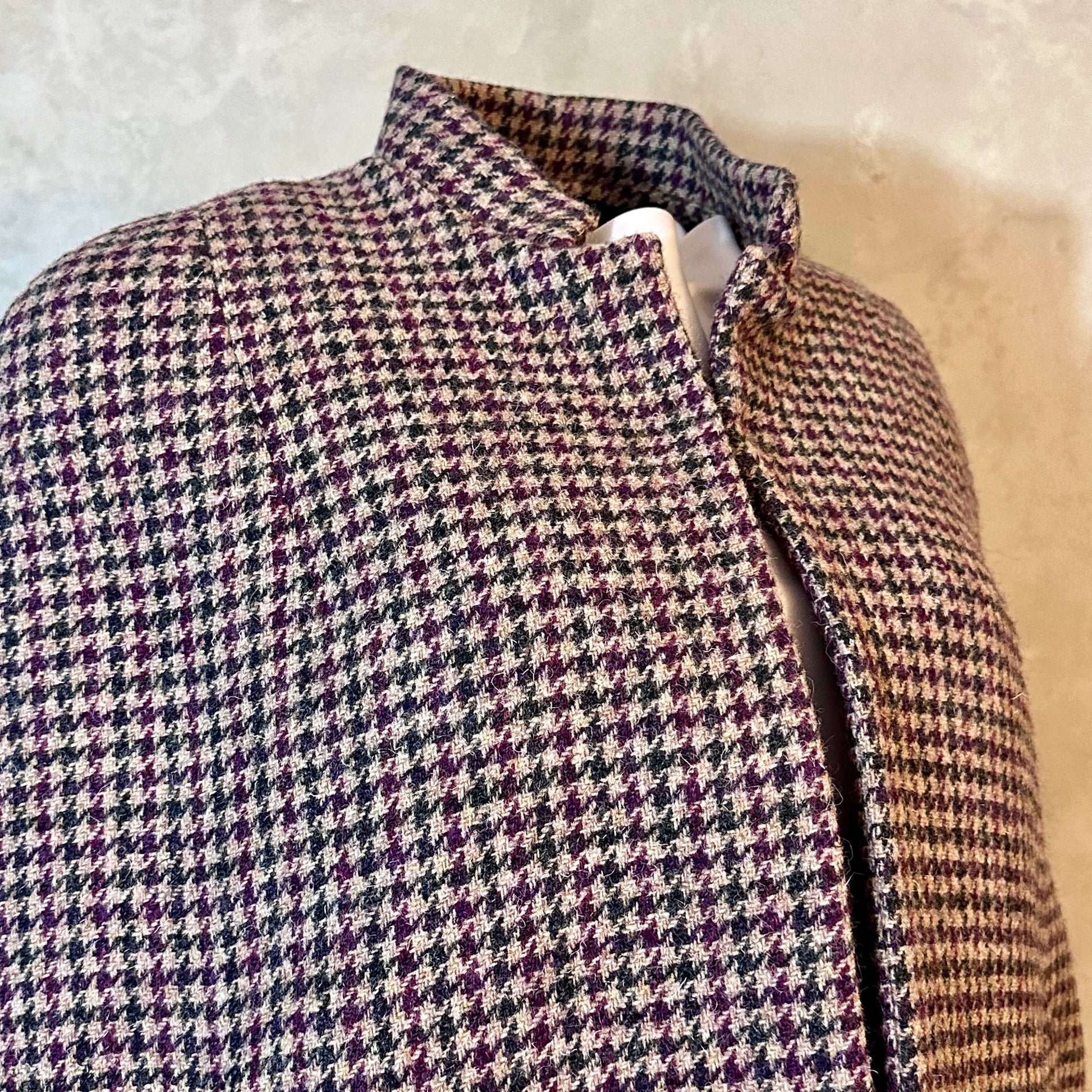 the clayton cape in camel, red and green check lovat tweed image 11
