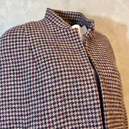 the clayton cape in camel, red and green check lovat tweed image 11
