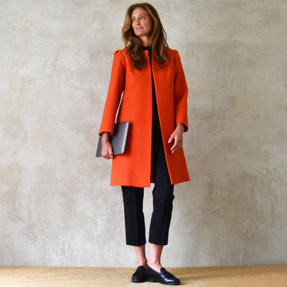 the john coat in burnt orange wool crepe image 8
