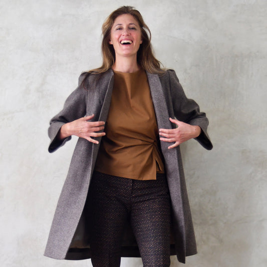 the john coat in fawn merino herringbone flannel image 0