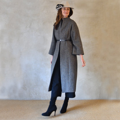 the long frink in small blue check lovat tweed image 4