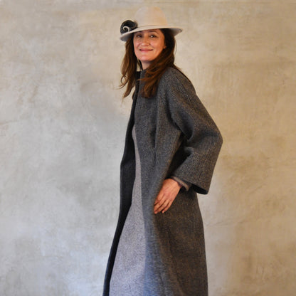 the long frink in small blue check lovat tweed image 7