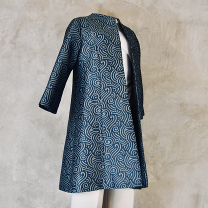 the ganz coat in teal silk mix brocade image 6