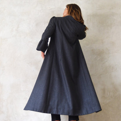 the delany coat in charcoal cashmere-lambswool herringbone flannel image 7