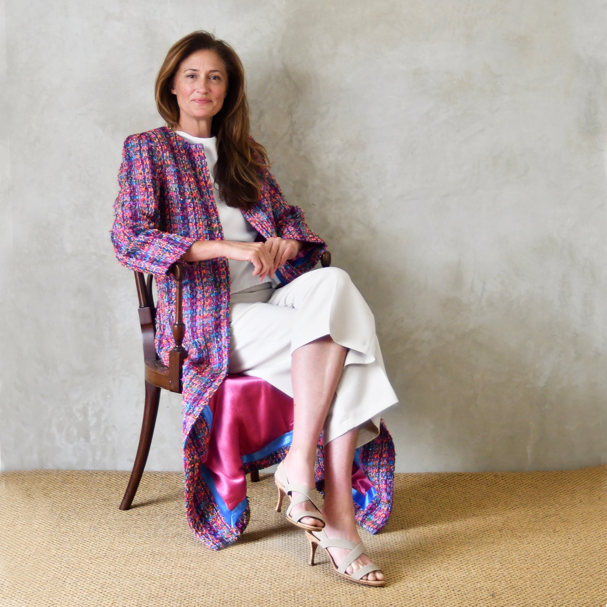 the bell coat in raspberry boucle image 0