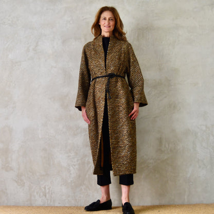 the long frink in golden brown, black and camel bouclé image 7