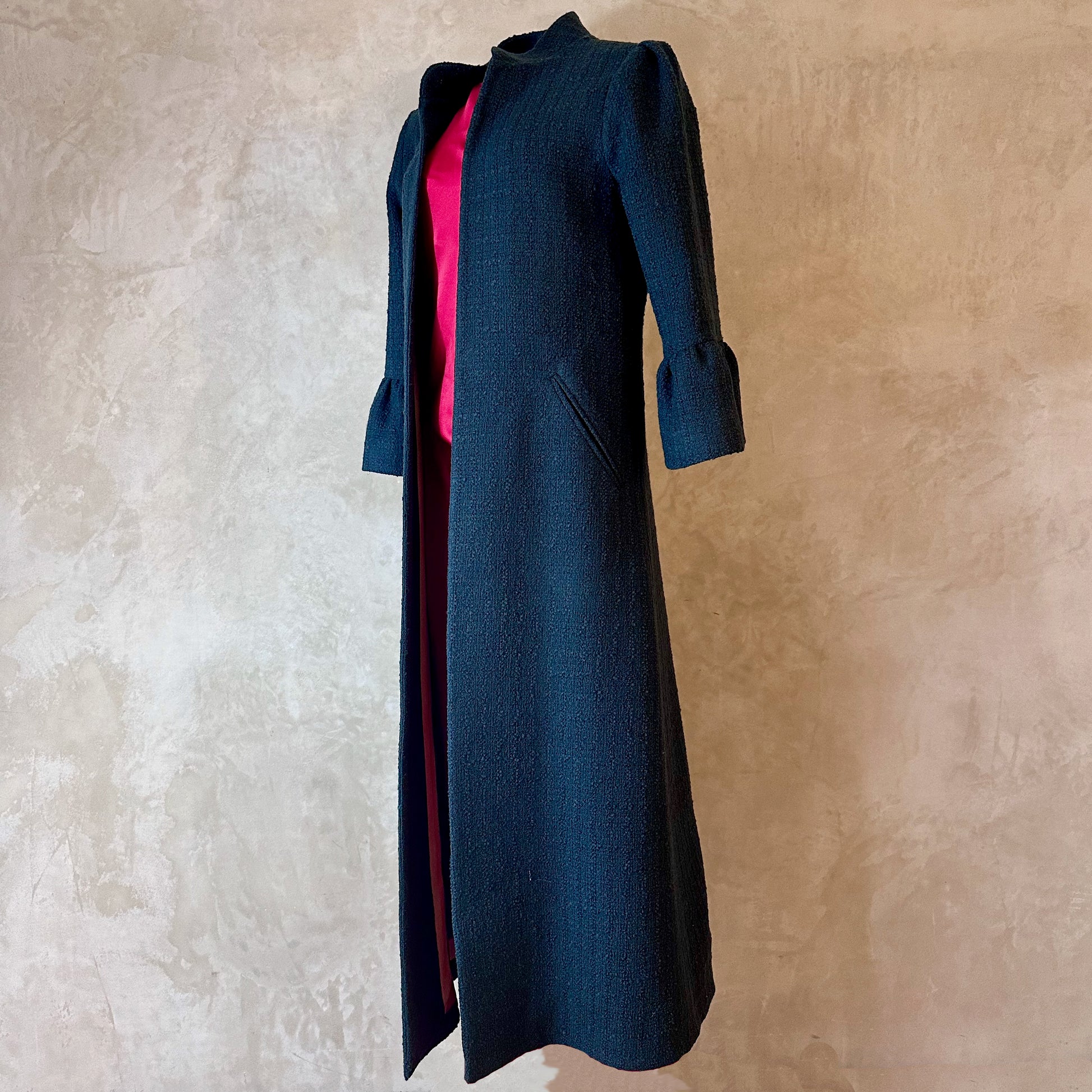 the delany coat in bottle green wool boucle image 5