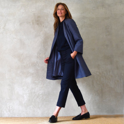 the garnett coat in blue herringbone lambswool tweed image 1