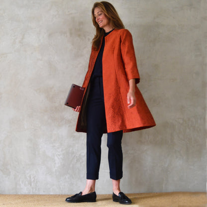 the ganz coat in orange flower brocade image 6