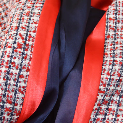 the long frink in red, ecru and navy wool boucle image 7