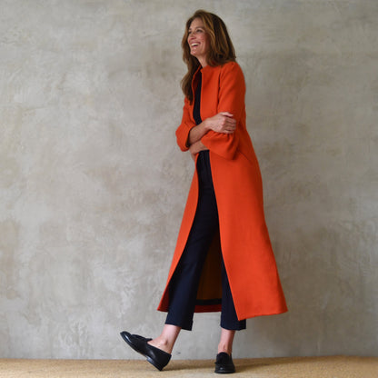 the delany coat in burnt orange wool crepe image 14