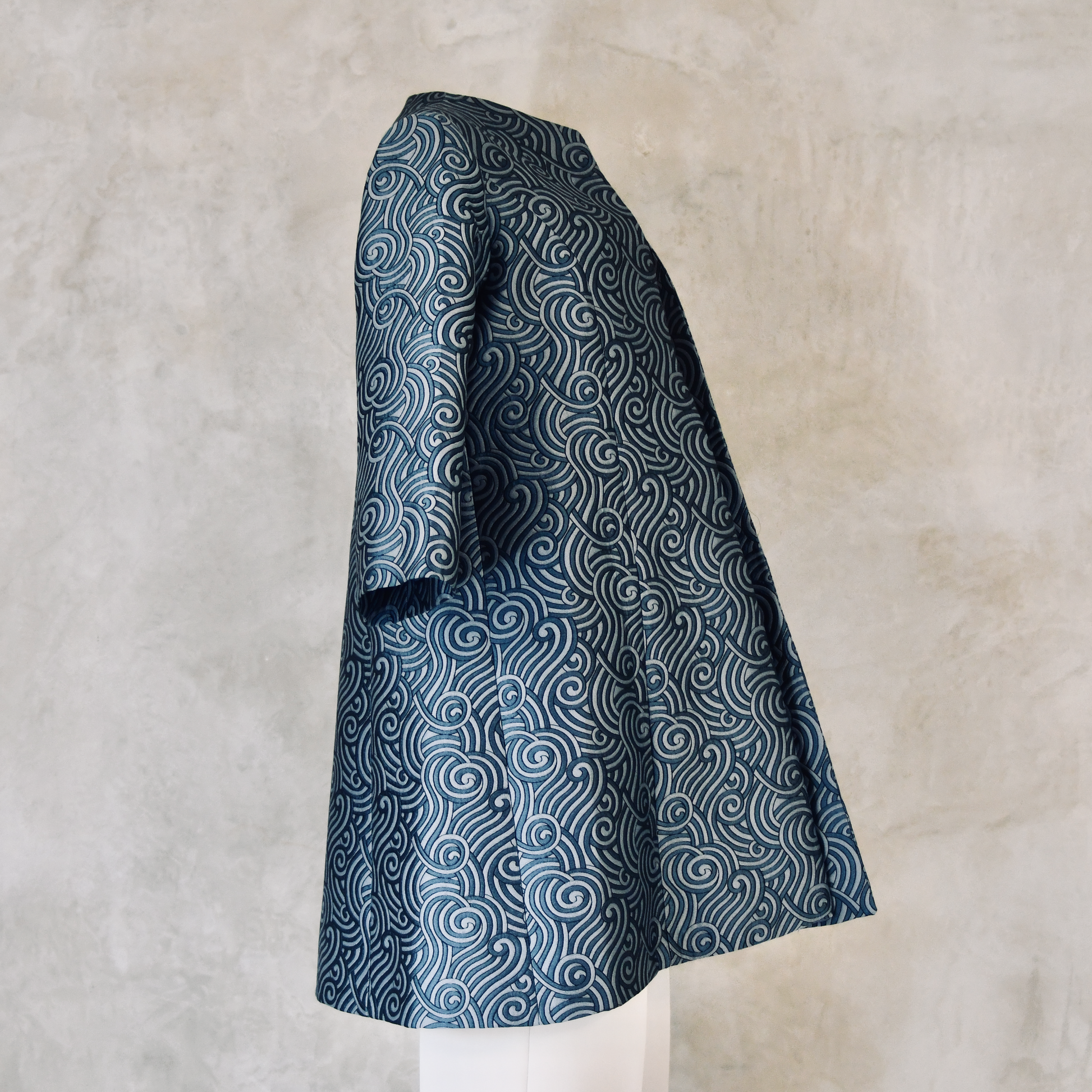 the ganz coat in teal silk mix brocade image 9