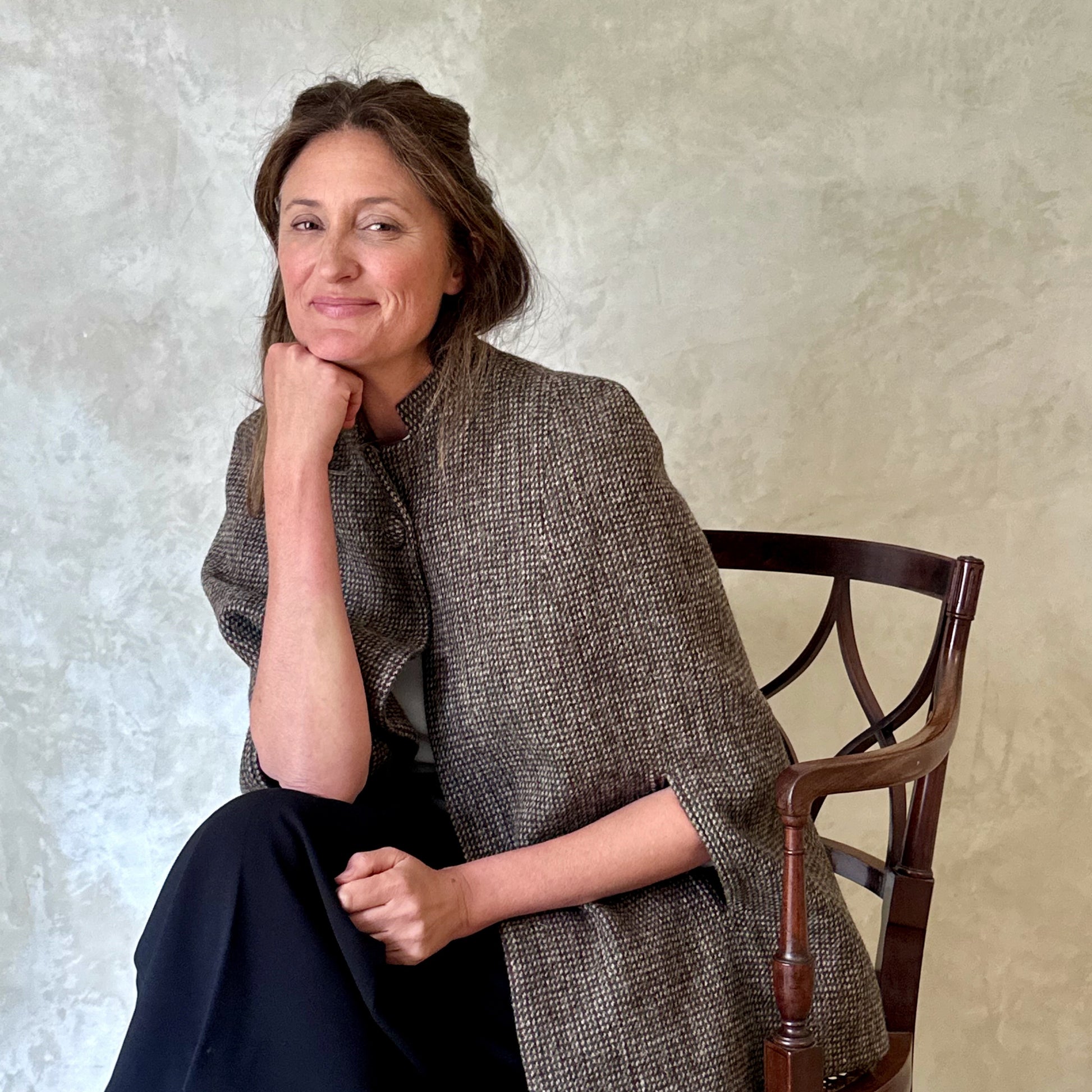 the clayton cape in camel, red and green check lovat tweed image 11