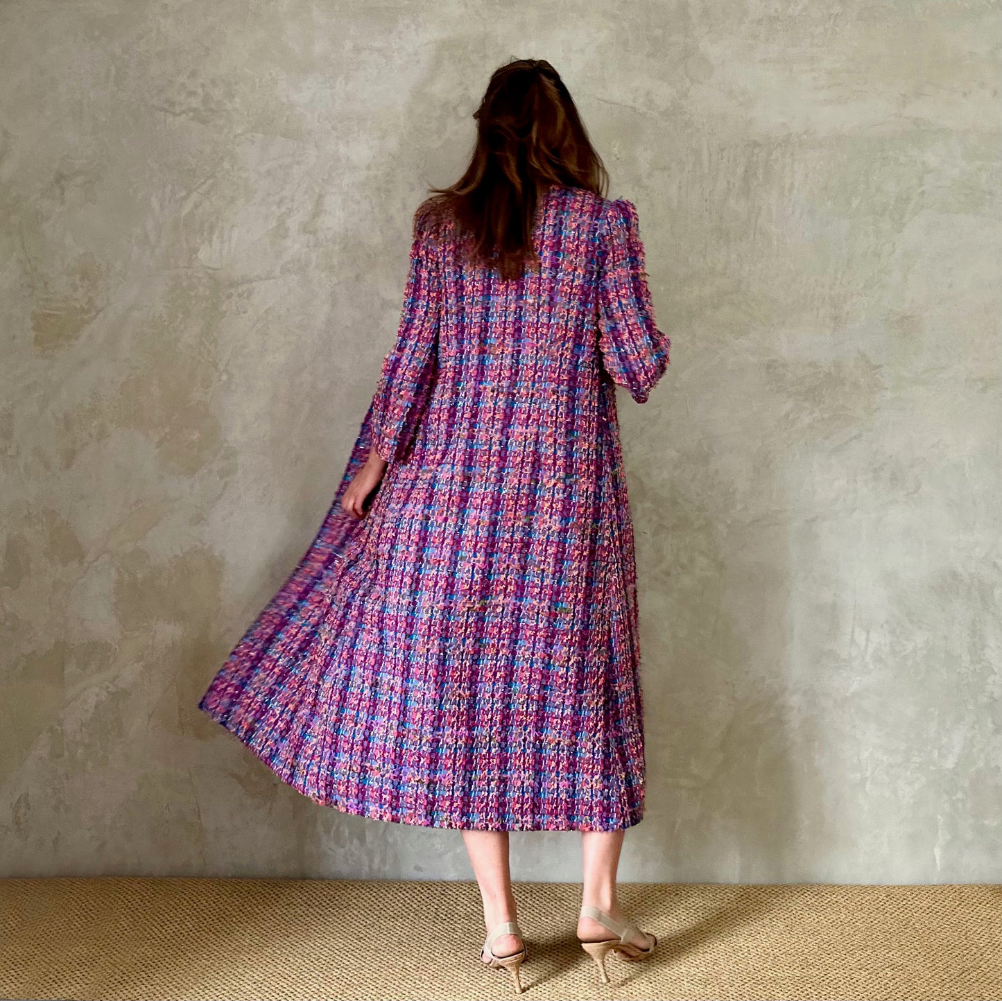 the bell coat in raspberry boucle image 9